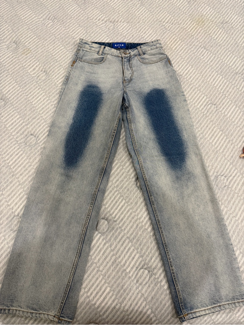 Ader Error Men Light Wash Blue Straight-Leg Jeans